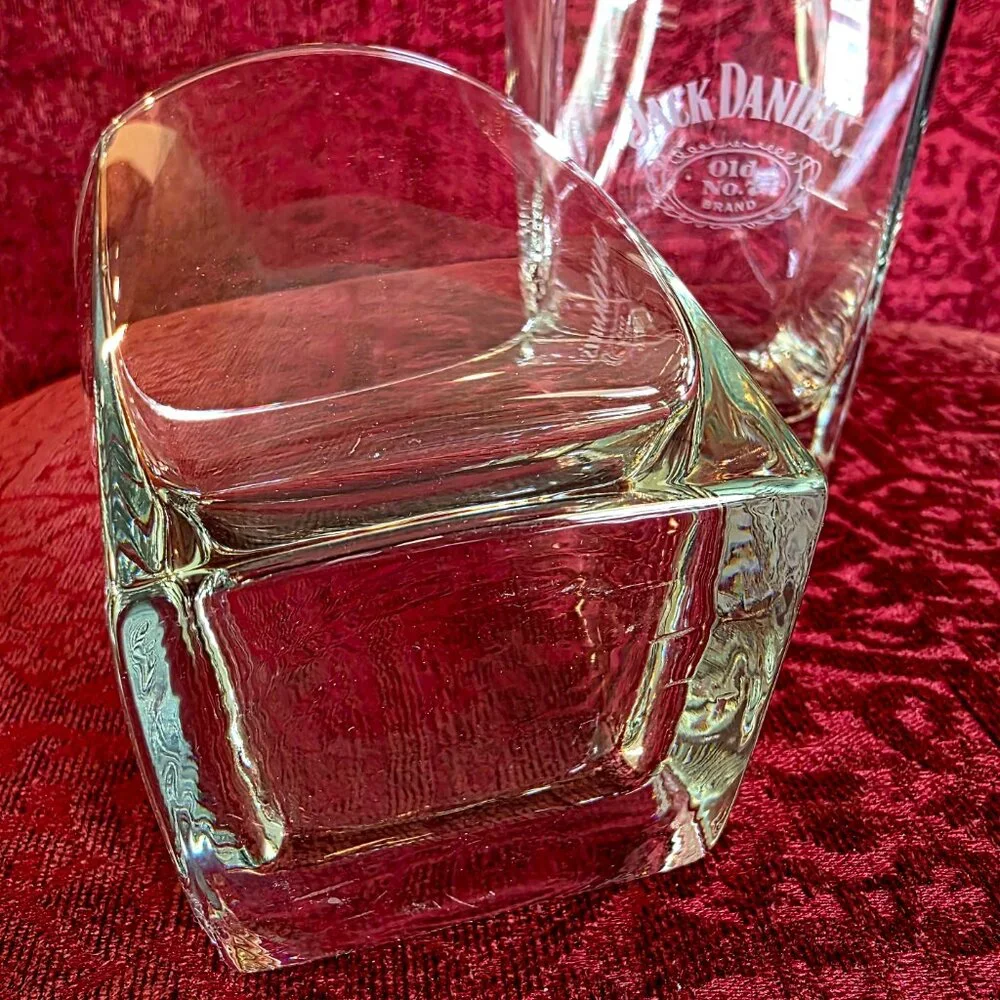 Jack Daniels Old No. 7 Tennessee Whiskey Square Bottom Old Fashioned Glass x 2